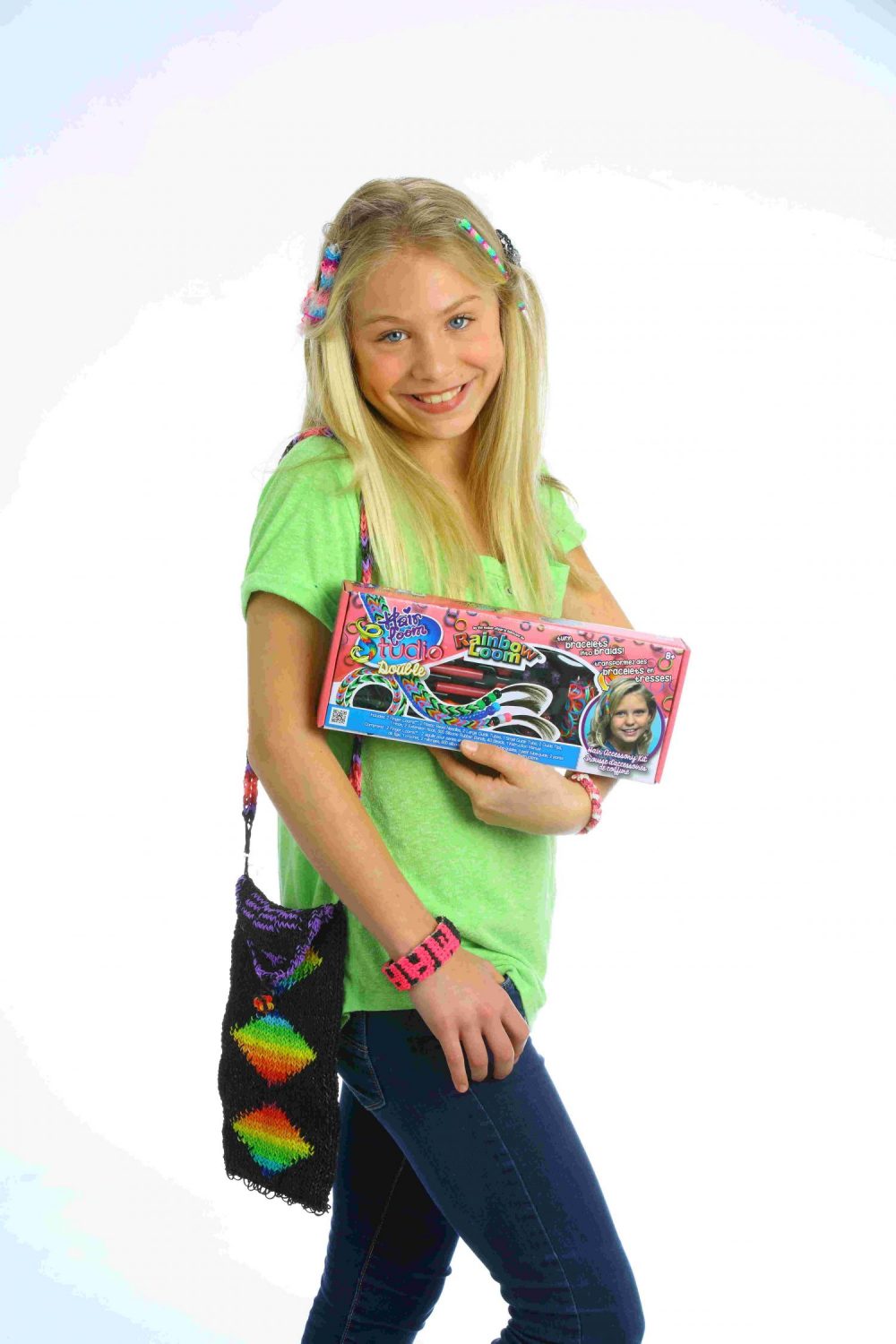 Rainbow Loom Hair Loom Studio Double – Doppelbett-Garnwebrahmen Für Bunte Gummiarmbänder (in Rosa)